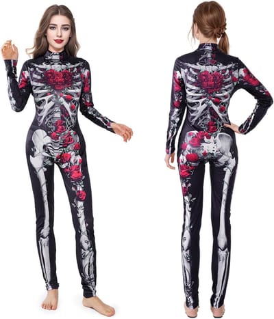 Vrouwelijk Halloween Skelet Kostuum voor Feestjes, Carnaval en Themafeesten - Perfecte Outfit voor Halloween en Kerst
