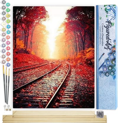 Figured'Art Schilderen op Nummer Volwassenen canvas Rails - Handwerk acrylverf Kit DIY Compleet - 40x50cm met DIY houten lijst