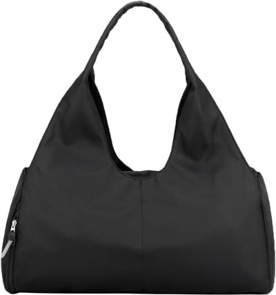 SnelShoppen - Sporttas voor Dames en Heren met Schoenenvak, Nat Vak, Opvouwbare Weekend- en Reistas, Fitnessstudio, Boodschappentas, Zwart, 48x20x27 c