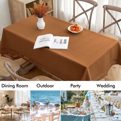Allecto - Tafelkleed - Afwasbaar - Waterafstotend - Bruin - Linnenlook - 100 x 140 cm - Geschikt voor feesten en keuken