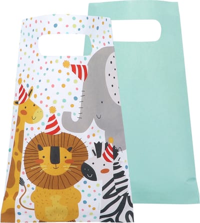 Boland Feestzakjes Jungle Safari - 10x stuks - 23 x 15 cm - uitdeelzakjes - traktatie zakjes - snoepzakjes - cadeauzakjes - dieren prints