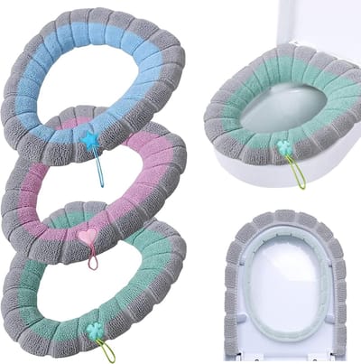toiletbril hoes| 3 stuks - WC Bril Cover - Warme Wc Hoes - Badkamer accessoire - Duurzaam Toiletbril - Duurzaam Toiletbril - Zachte Toiletzitting - Herbruikbaar - Wasbaar - Toiletbril - Handvat - Wc Deksel