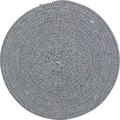 Tafel placemat/onderlegger - rond - zwart/wit - katoen - 38 cm - Ontbijt/lunch/diner placemats