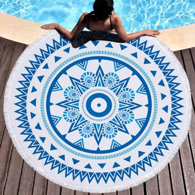 Mandala Ronde Strandlaken Microvezel Wateropname Sport Zee Strand Yoga Mat Met Kwastjes Bedrukking Grote Handdoek Leggen Handdoeken 150Cm 150x150cm