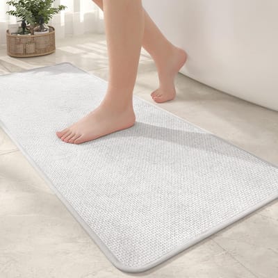 Dailygoods- Badmat Antislip 44 x 120 cm - Zachte Badkamer Tapijt - Absorberend - Duurzaam - Schokbestendig - Veiligheidswaarschuwing