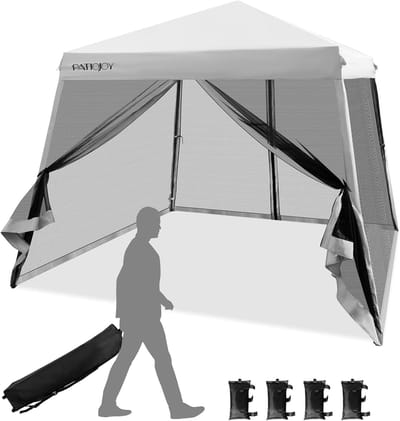 Tuinpaviljoen Partytent - Feesttent Overkapping - Buitenfeest Bescherming - In Hoogte Verstelbaar - 3x3 Meter - Grijs
