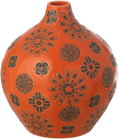 J-Line vaas Billy - porselein - oranje/zwart - small