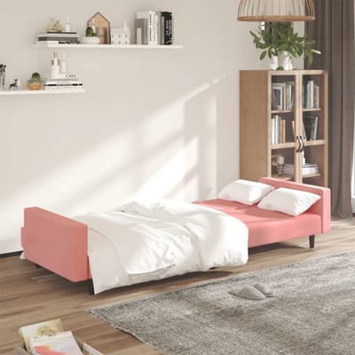 vidaXL - Slaapbank - 2-zits - fluweel - roze