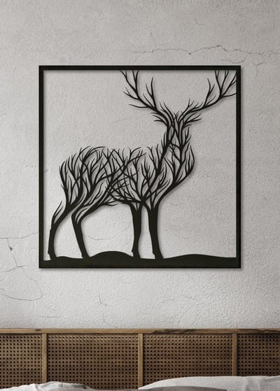 Wanddecoratie dieren | Hert van takken - L (60x60cm)