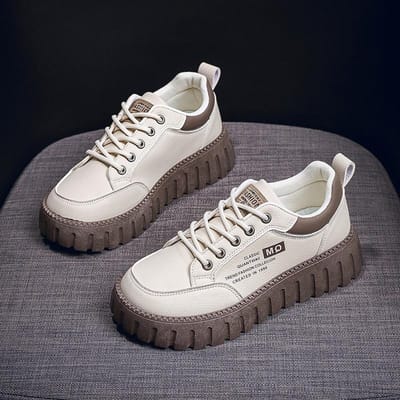 Nouvelles Chaussures Décontractées de Printemps pour Femmes Style Campus Étudiant Chaussures à Plateforme de Créateur Mode Femmes Baskets en Cuir Polyvalentes 35 gray