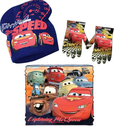 Disney Cars set / winterset - Muts + Col + Handschoenen - Blauw/multi - Maat 52 (±2-4 jaar)