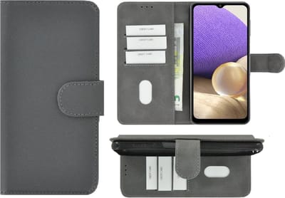 MoDo Hoesje Geschikt voor Samsung Galaxy A22 5G - 5G - Bookcase - Pu Leder Wallet Book Case Grijs Cover