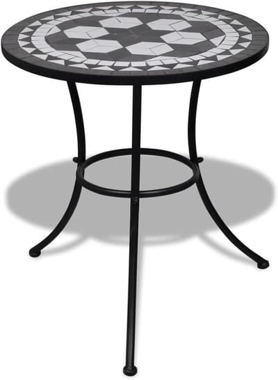 Mozaïek Bistrotafel - Keramische tuintafel - Balkon Genieten - Gepoedercoat ijzer - 60 cm - Zwart wit