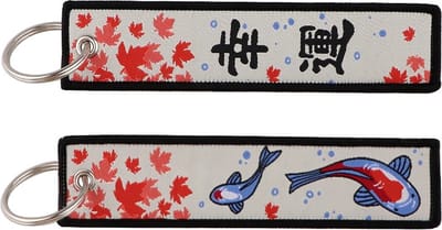 Sleutelhanger - geluksbrenger - Japan - koi karper wit - 1 stuks