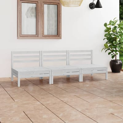 vidaXL - 3-delige - Loungeset - massief - grenenhout - wit