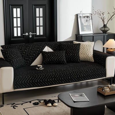 Chenille Geometrisch Vouwlijn Bankhoes Vier Seizoenen Universele Bankhoes Stofdicht Bankkussen Effen Kleur Rugleuning Handdoek 70x70cm 1pcs