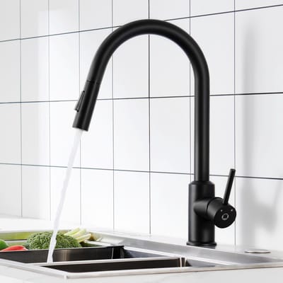 CECIPA max Keukenkraan Zwart - Keukenmengkraan Met Uittrekbare Uitloop - 360° Draaibare Keukenkraan - 304 roestvrij staal - Handdouche - Keukenkraan Uittrekbaar - -Flexibele Slang - Zwart