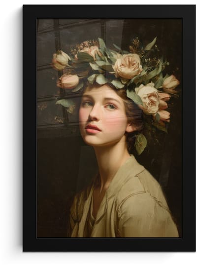 Poster in lijst - Fotolijst 20x30 cm - Posters - Bloemenstilte - Vrouw - Portret - Posterlijst zwart - Decoratie - Wanddecoratie woonkamer - Muurdecoratie slaapkamer