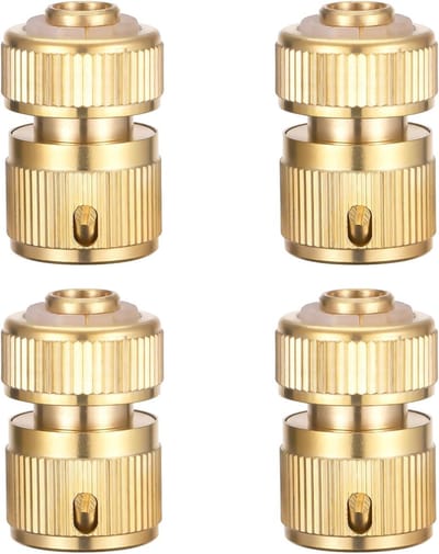 4-delige Messing Slangconnector 1/2 inch, Tuinslang Adapter, Snelle Verbinder voor Tuinaccessoires en Slangen