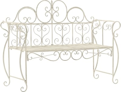 CLP Minna Tuinbank - metalen bank - armleuningen - art nouveau - 180 kg - antiek/creme