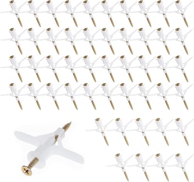 Hollow Space Dübel Set met 50 Stuks, Inclusief Schroeven voor Wandmontage van TV's, Kasten en Lampen, Ideaal voor Gipsplaten en Vaste Bevestiging
