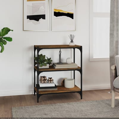 vidaXL - Boekenkast - 60x33x70,5 - cm - bewerkt - hout - en - staal - gerookt - eiken