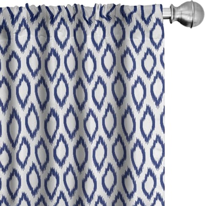 ABAKUHAUS Ikat gordijnen – 2x75x245 cm – microvezel – marineblauw