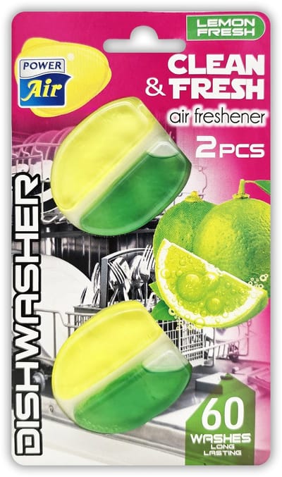 Power Air - Voordeelverpakking - Vaatwasser verfrisser limoen - frisse geur voor afwasmachine - Clean Fresh - 60 wasbeurten - vaatwasser luchtje Limoen - afwasmachine luchtverfrisser - €0,20 per wasbeurt