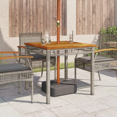vidaXL - Tuintafel - 80x80x75 - cm - poly - rattan - en - acaciahout - grijs