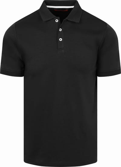 Suitable Boris Liquid Poloshirt Zwart - Maat M - Heren - Polo shirt Heren met Korte mouw