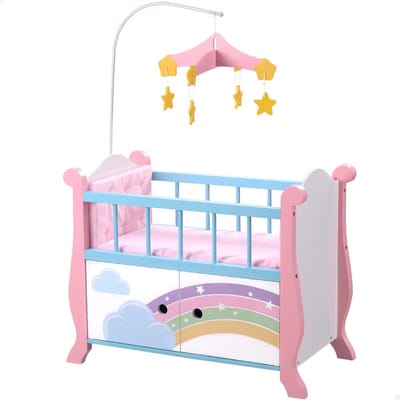 Houten bed - Kinderbed speelgoed - Poppenhuis meubel - Stevig materiaal - 31 x 57 x 81 cm - Meerkleurig