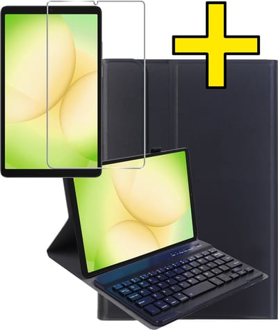 Hoesje - Geschikt voor Samsung Galaxy Tab A11 - Met Screenprotector - Toetsenbord Case - Keyboard Book Cover - Hoes - Zwart