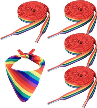 Kleurige platte veters en een regenboog bandana haarband - Perfect voor Pride, LGBTQ en sportieve schoenen