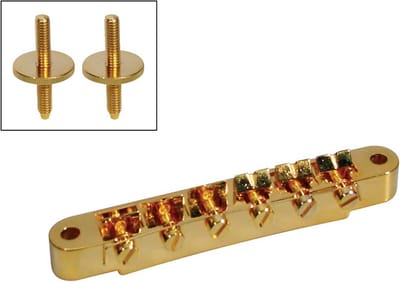 Brug voor e-gitaar, tune'o matic, goud, stud spacing 74,0mm, stud diam 4,0mm