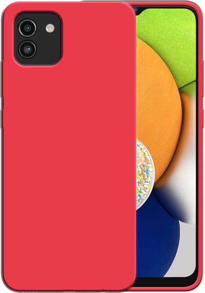 Smartphonica Siliconen hoesje voor Samsung Galaxy A03 case met zachte binnenkant - Rood geschikt voor Samsung Galaxy A03