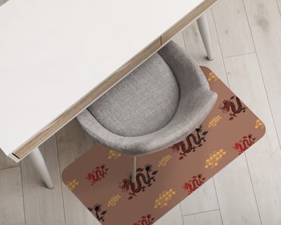 Coloray Vloerbeschermer - Aziatisch drakenpatroon Vloerbeschermer Bureaustoel - 100x70 cm - Rood Bureau Stoel Mat - Vloerbeschermer PVC - Mótif Vloerbeschermer - Rechthoekige Mat - Etnische Thema