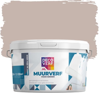 Decoverf muurverf mat warmbeige, 2.5L