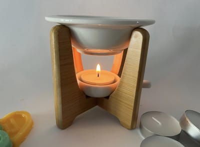 Afecto wax brander bamboe - compleet - ook geschikt voor Essentiele olie - Wax brander - Waxmelts - Geurwax - Geuroliebrander - Etherische Oliën