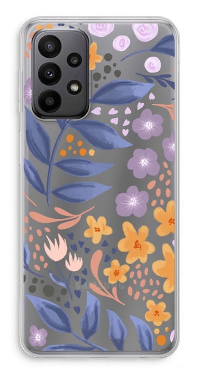 Case Company® - Hoesje geschikt voor Samsung Galaxy A23 hoesje - Flowers with blue leaves - Soft Cover Telefoonhoesje - Bescherming aan alle Kanten en Schermrand