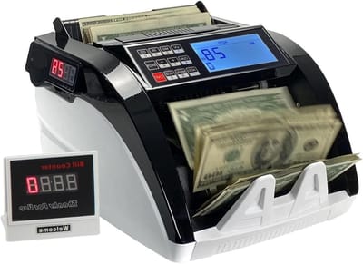 Geldtelmachine - Biljetten teller Valse geld detector - Geld Verwerken - Detecteert Valse Biljetten - 300x250x188MM - Zwart