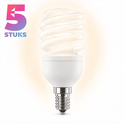 5x Spiraal Spaarlamp E14 - 11W - Daglicht (6400K) - 550 lm - 10 jaar - Niet Dimbaar