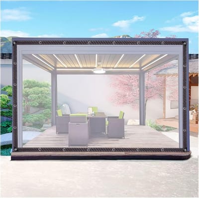 Waterdichte Vouwbare Panelen - Transparante Zeil Gordijnen - Bescherming Buiten - Duurzaam PE Materiaal - 6x2 Meter - Transparant