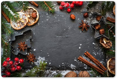 Placemats 45x30 cm - Placemat kunststof - 1 stuk - Kerst - Kruiden - Stilleven - Winter - Borden onderleggers - Decoratie voor op tafel - Keuken tafeldecoratie accessoires - Vinyl onderlegger - Tafelversiering