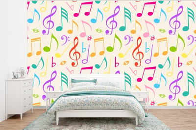 Behang - Fotobehang Muziek - Patronen - Regenboog - Breedte 320 cm x hoogte 240 cm