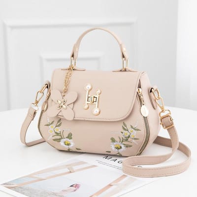 Dames Tassen Dames 2020 Nieuwe Dames Tassen Mode Alles-combineren Borduurwerk Eénschouder Schoudertas Handtas 24cm*10cm*17cm beige