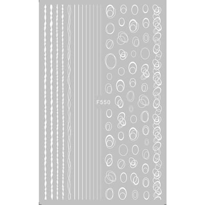 Goud Zilver Cirkel Nagelstickers Holle Geometrie Lijn 3D Nagelkunst Sticker Zelfklevende Schuif Decals F550 White