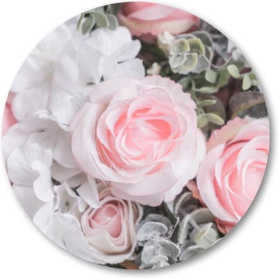 Bloemen boeket - Muurcirkel 40cm - Wandcirkel voor buiten - Aluminium Dibond - Bloemen