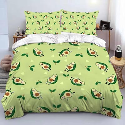 Avocado Beddengoedset, 3D Patroon Zachte Microvezel Bed dekbedovertrek Set, Fruit Dekbedovertrek en Kussensloop 50 X 75 cm Met Rits 135x200cm