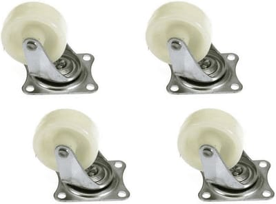 Set van 8x zwenkwieltjes wit - 50mm - Zwenkwielen - Transportwieltjes - Transportwielen