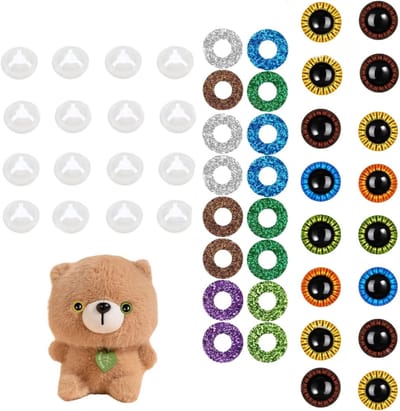 Veilige Dierenogen in Diverse Vormen - 16 Stuks Plastic Ogen met Wasjes voor Knuffels, Poppen en Teddyberen (14 mm)